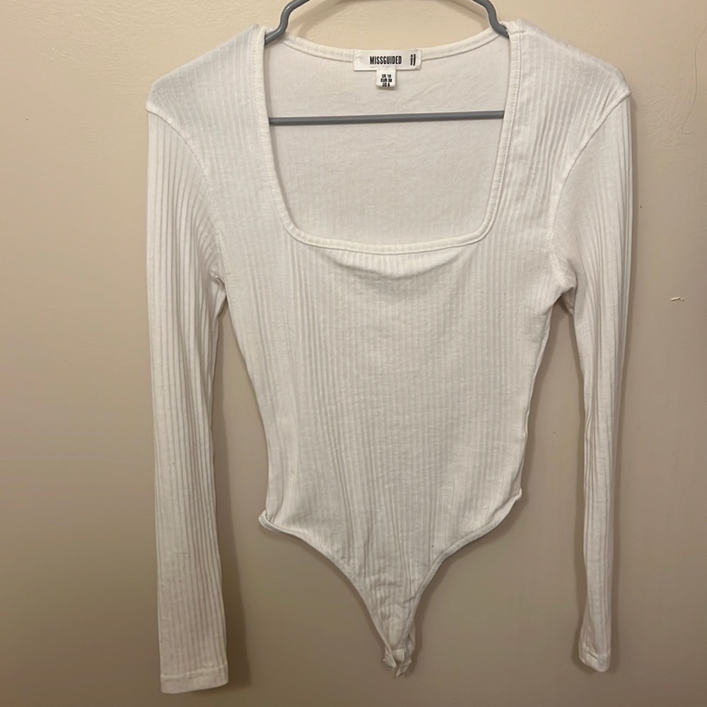 White ribbed missguided bodysuit
